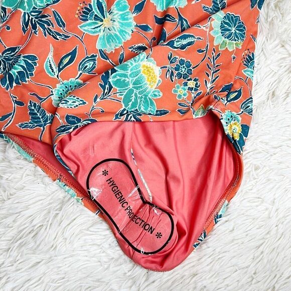 Ann Taylor Loft Swim Orange Floral One Piece Swimsuit with Tassels Size 4 NWT - Picture 11 of 12